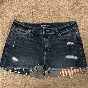 Old Navy Women's Jean Shorts - Dark Blue with Flag Detail